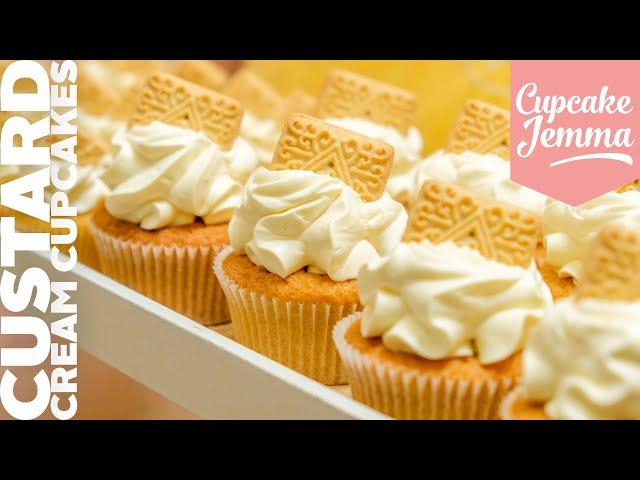 Custard Cream Biscuit Cupcakes Recipe | Cupcake Jemma