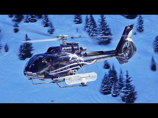 Airbus Helicopters H130 (EC130) landing & takeoff at Courchevel LFLJ | #helicopter