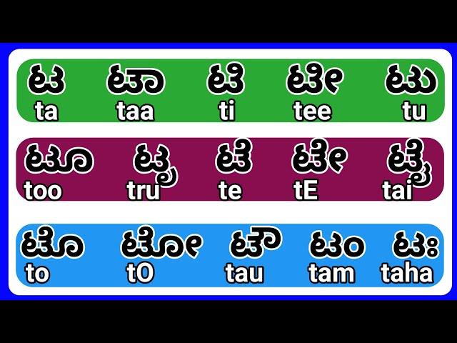 Kannada kaagunita | kaagunita | kannada gunitakshara ta taa ti tee full| ta to na Kagunitaksharagalu