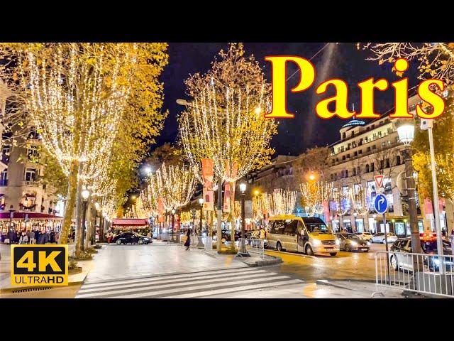 Paris, France - Paris Christmas Lights 2023 | Christmas Walk 4K  | Paris 4K | A Walk In Paris