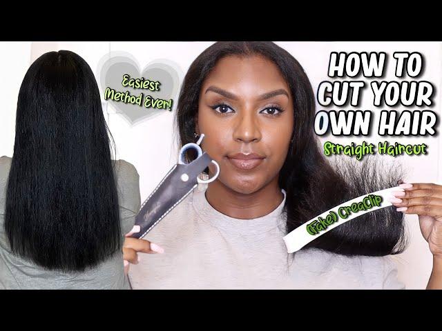 HOW TO TRIM YOUR OWN HAIR | Straight Haircut | Blunt Haircut