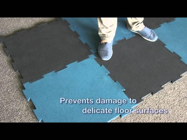 Rubber-Cal's Puzzle-Lock Rubber Floor Tiles for Gym Flooring and Garage Floor Applications