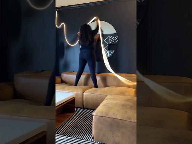Can't wait to fully share this moody living room makeover! It's almost done  #neonlighting