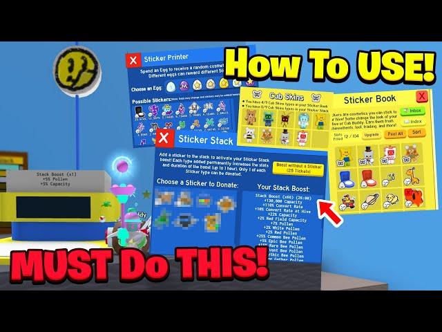 Stickers & New Machines EXPLAINED! How To Use Properly!! (Bee Swarm Simulator)