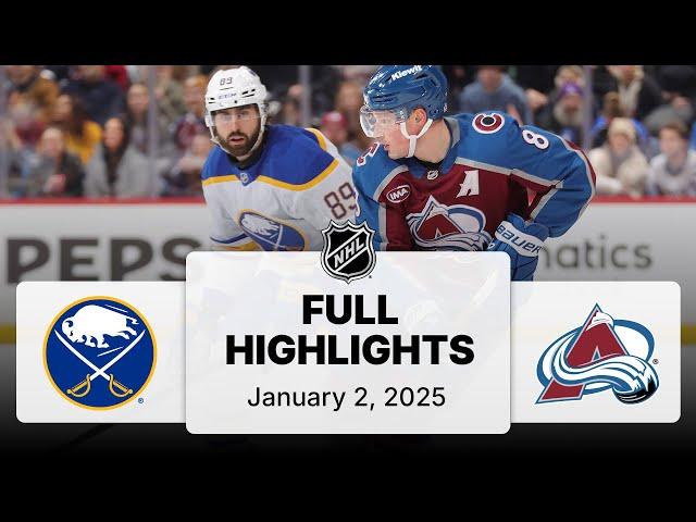 NHL Highlights | Sabres vs. Avalanche | January 02, 2025