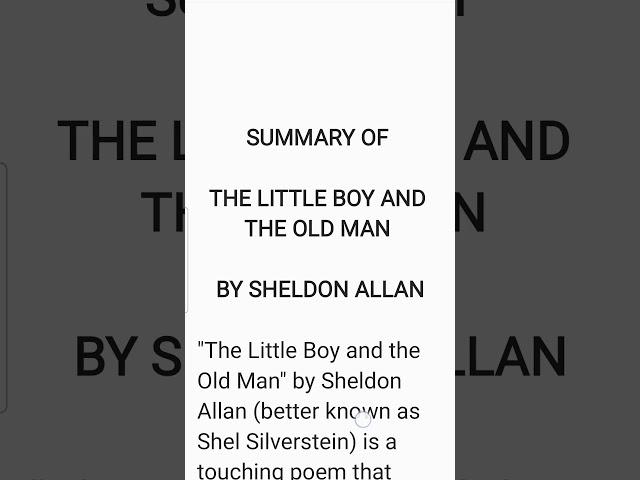 The Little Boy and the Old Man Summary
