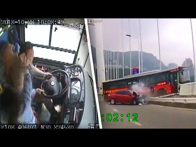 Bus Drives Off Bridge After Fight Between Driver and Passenger in China