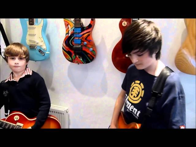 9 year old guitarist from mini band Harry jams with Callum and Henry