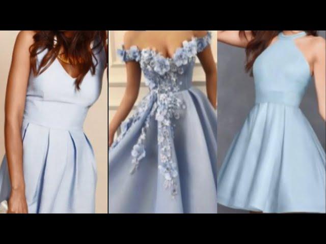 Flower De Fashion Simple Baby Blue Dresses for Ladies