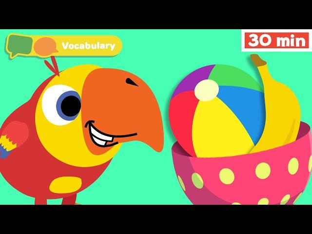 Learning First Words w Larry | Sensory Stimulation for Babies | Vocabulary for Kids | Vocabularry