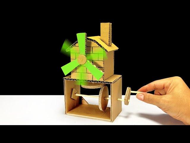 How to Make a Automata Windmill From Cardboard |  วิธีทำกังหันลมหมุนได้