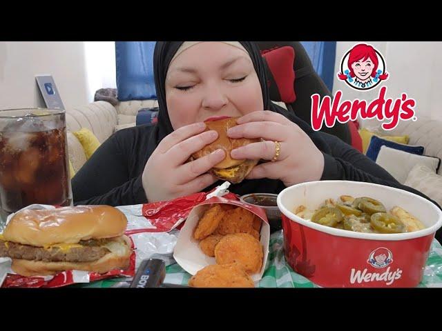 WENDY'S DAVE'S SINGLE, SPICY NUGGETS AND CHILI CHEESE FRIES MUKBANG