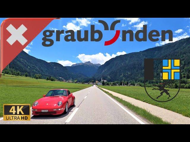 DRIVING IN THE CANTON OF GRISONS, Graubünden, SWITZERLAND I 4K 60fps