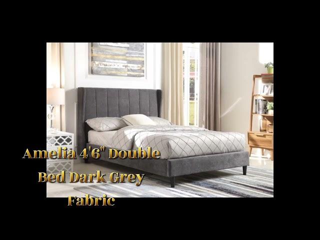 Amelia 4ft 6inch Bed Frame Dark Grey Fabric/ Double Bed Frame