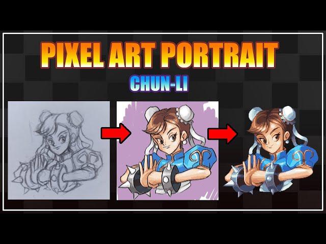 Street Fighter 2 (Chun-Li) - Pixel Art Portrait