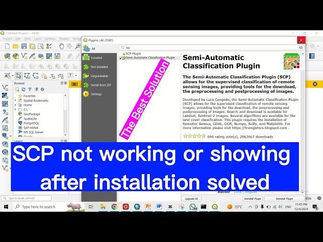 SCP not working after installation solved: Remotior Sensurs Library not found for SCP plugin in QGIS