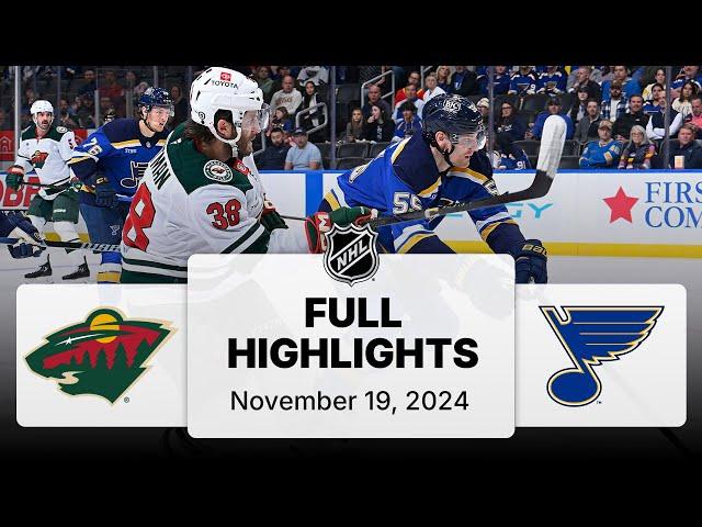 NHL Highlights | Wild vs. Blues - November 19, 2024