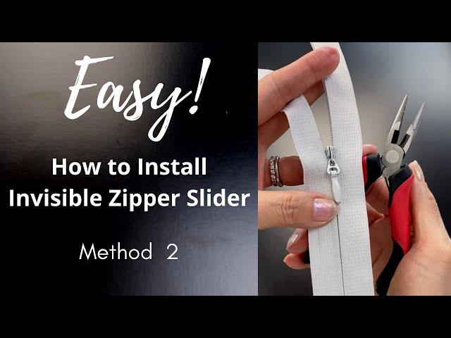 How to Repair an INVISIBLE Zipper Slider - How to install a Zipper Slider  Method 2 with Pliers