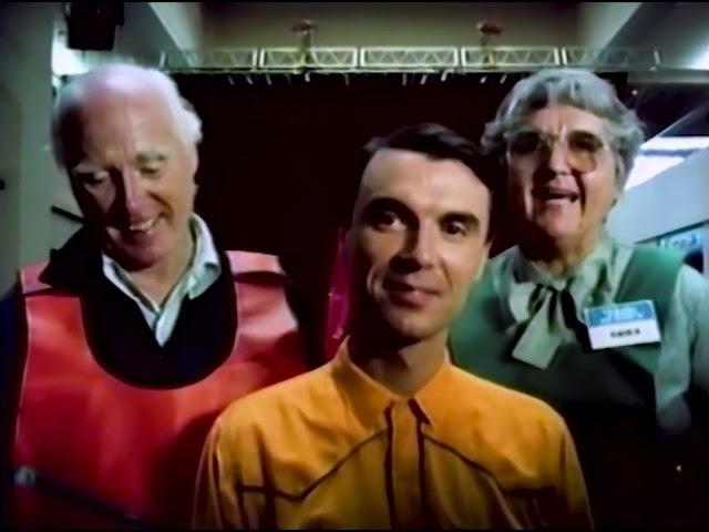 David Byrne with His Parents on the Set of True Stories