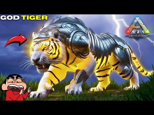 SHINCHAN Summons God White Tiger to Defeat Demon King  in ARK SURVIVAL EVOLVED | ARK BATTLEGROUND