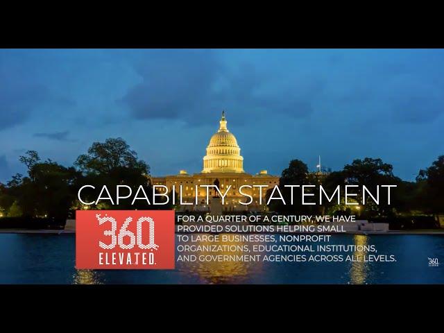 360 ELEVATED™ Marketing. Advertising and PR. Government Agency, Capabilities Statement Video