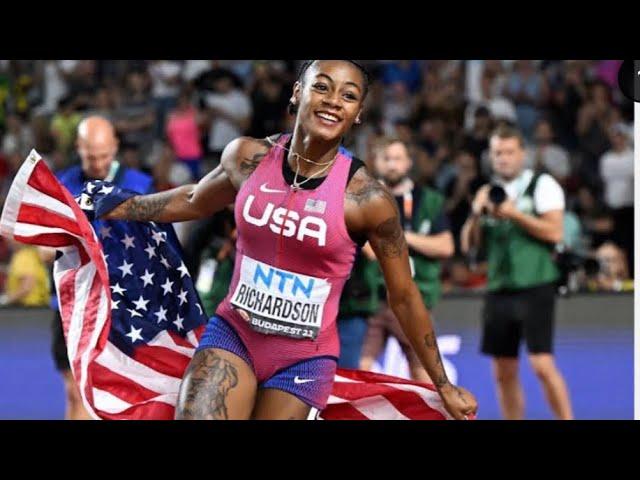 Sha'Carri Richardson on her historic 100m World Championship victory lap