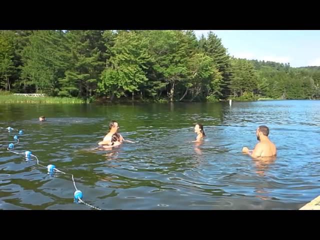 little girls swimming with friends then oops! bathing suit!