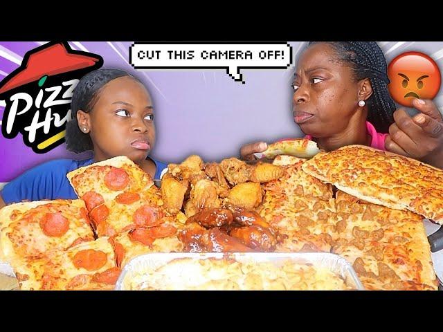 DISRESPECTFUL MUKPRANK ON MY MOM FT. PIZZA HUT MUKBANG (SHE HIT ME)