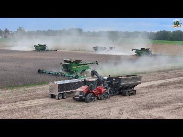 Soybean Harvest 2024 with 3 John Deere X9 1000 Combines | Washington Courthouse Ohio