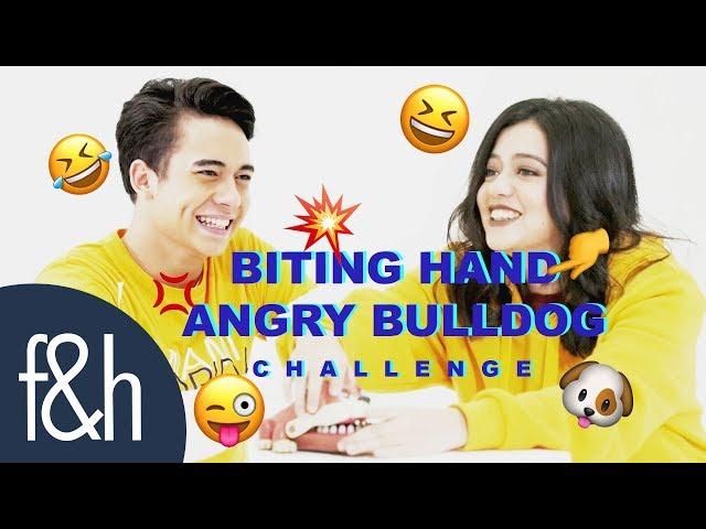 Jameson Blake and Sue Ramirez plays the Biting Hand Angry Bulldog Challenge | Folded and Hung