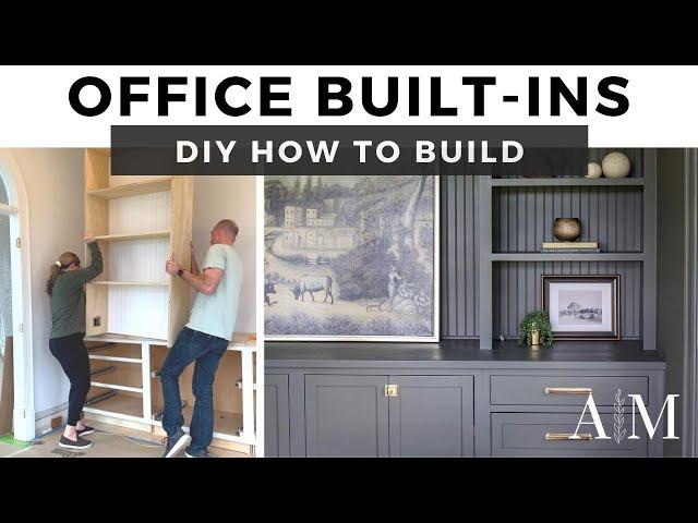 How We Built Our Office DIY Built-Ins - Built In Cabinets START to FINISH