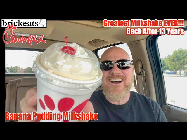 Chick-Fil-A NEW Banana Pudding Milkshake REVIEW- The GREATEST Milkshake EVER!!! brickeats