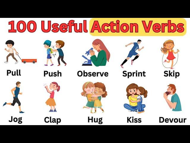 100 Action Verbs | Vocabulary for kids | #kidslearning  #classroomlanguage #phrasalverbs