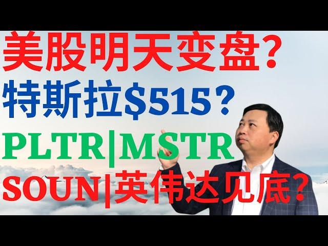 美股938|美股明天变盘?特斯拉暴涨到515?PLTR还能涨吗?MSTR能买吗?SOUN为何暴涨?英伟达见底了吗? #tsla #nvda #pltr #mstr #soun #美股分析