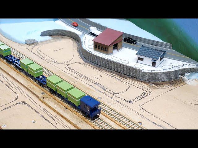 [N] Idyllic countryside diorama ①Road/Terrain/Railway model layout