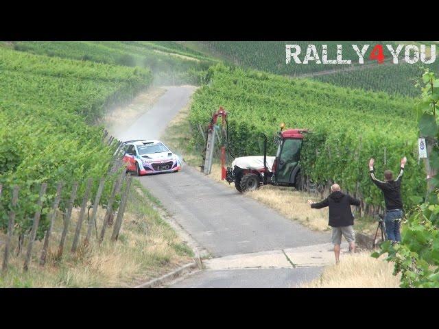 Neuville almost crash with a tractor | Rally Deutschland Test 2015 [HD]