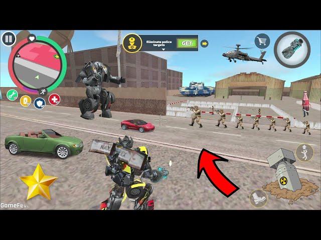 Rope Hero Vice Town - (Transformer Monster Truck Robot Destroy Helicopter in Army Base) Gameplay HD