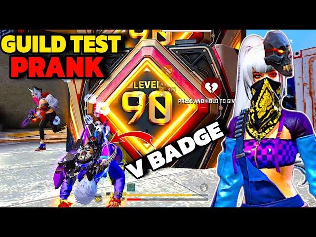 Guild Test Prank With Cute V Badge Girl  Got Cutest Reactions  - Garena free fire Max