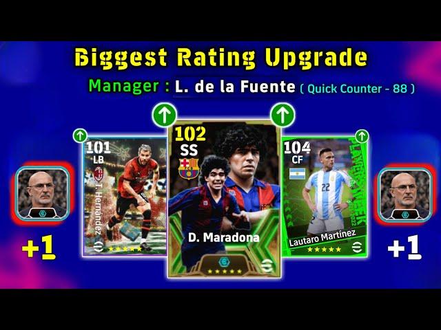 Biggest players ratings upgrade with manager L. de la Fuente in efootball 2024 mobile