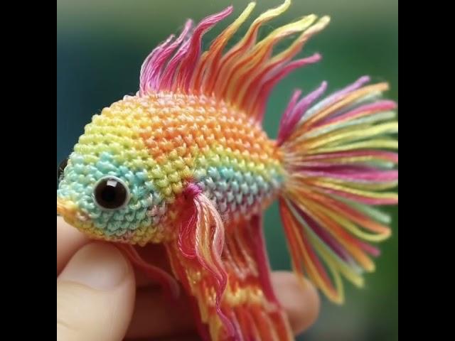 MOST BEAUTIFUL EASY TO MAKE BETA FISH  MULTICOLOR CROCHET WOOL AI MADE DESIGNS IDEAS - KLMNO ART