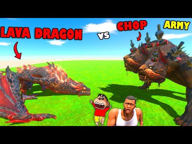 LAVA DRAGON vs CHOP and ALL UNITS in Animal Revolt Battle Simulator with SHINCHAN | ARBS HINDI