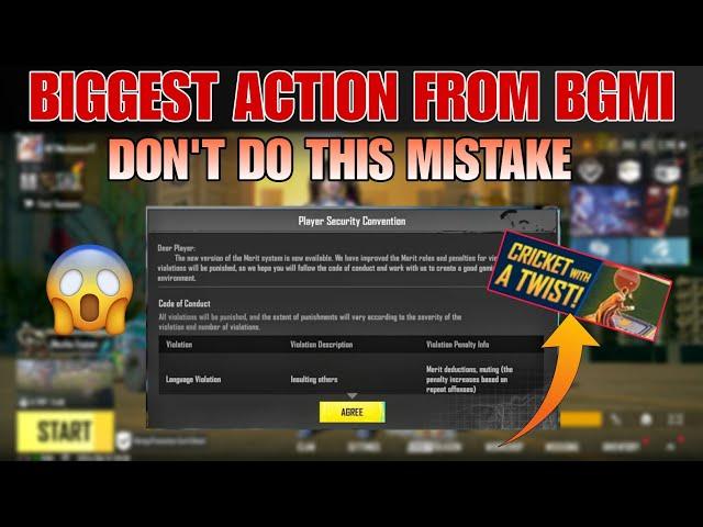 URGENT NOTICE  BIGGEST ACTION TAKEN FROM BGMI | DON'T DO THIS MISTAKE | CRICKET WITH A TWIST EVENT