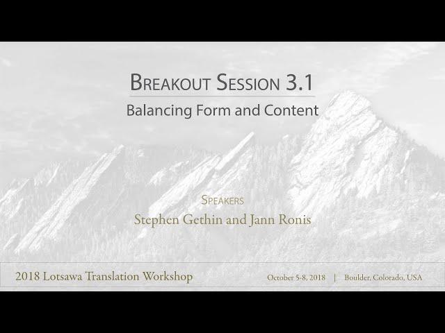 Balancing Form and Content | Stephen Gethin and Jann Ronis