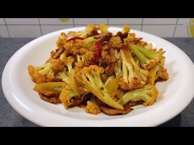 Stir-fried cauliflower is the most avoid blanching and direct frying, teach you a trick