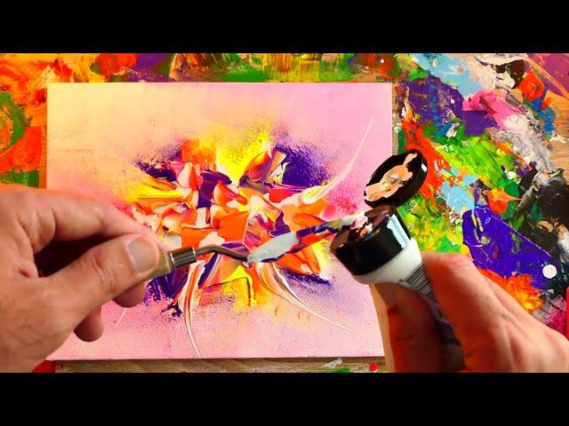 How To Paint A Simple Bold Abstract Painting In Acrylics | Ambient Vibes | Step By Step