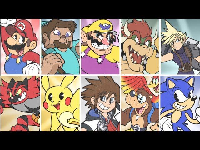 Every Smash Ultimate Fighter drawn in Cuphead Style | Sora Included - Rubberhose