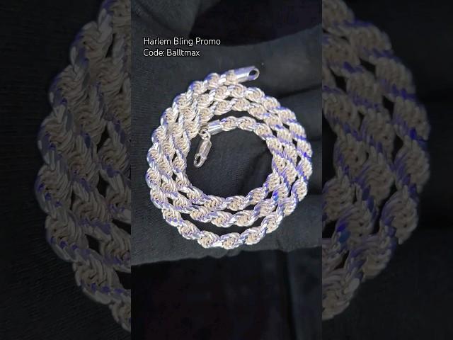 #jewelry 6mm DC 925 Silver Rope Chain @HARLEMBLING #harlembling #fashion #shorts #925silver #bling