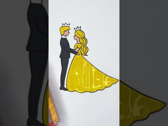  Barbie Gold Bride Dress  Glitter Art for Kids  #glitter #barbie #art #couple #dress #bride