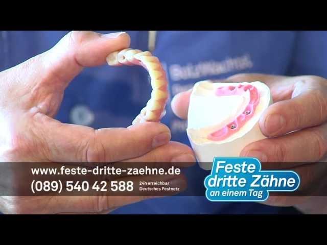 Feste dritte Zähne auf Zahnimplantaten ohne Knochenaufbau an nur einem Tag