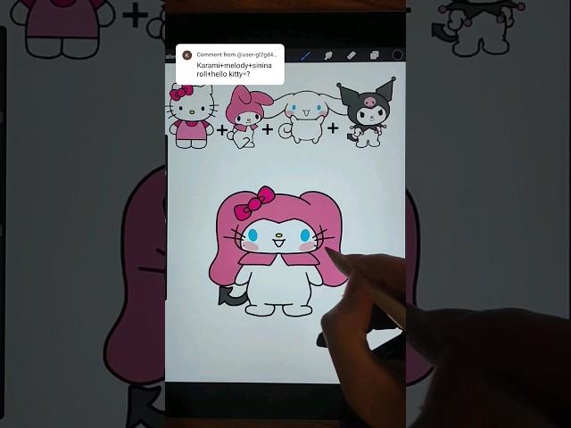 Hello kitty + My melody + cinnamoroll + kuromi  #hellokitty #kuromi #drawing #sanrio #cinnamoroll